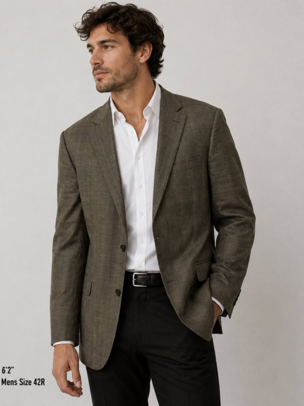 Peter Millar Suit Jacket Blazer Sports Coat Plaid Wool Tan Brown Mens Size 42R